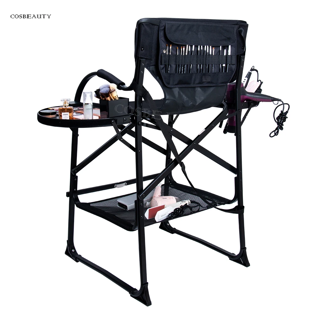 FA&MA factory Customized luxury aluminum alloy folding makeup artist professional artist director makeup chair with side tray