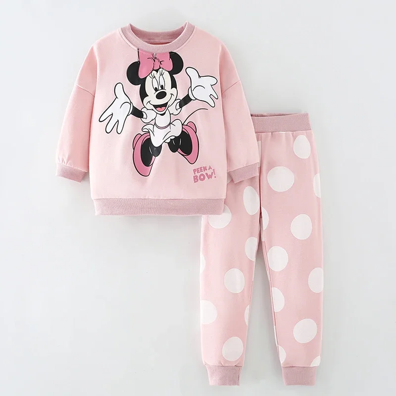 Little Girl Cartoon Casual Home Clothing Disney World Fall Girls Sports Cute Set Little Girl Minnie Mouse Cotton Sets Outfits