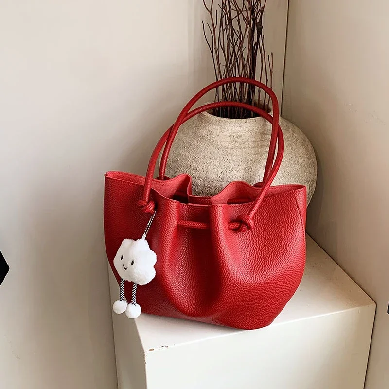 

High Capacity PU Solid Hasp Fashion Shoulder Bags Ruched Casual Tote Hand Bags 2024 Hot Sale Bags for Women Bolsas Femininas