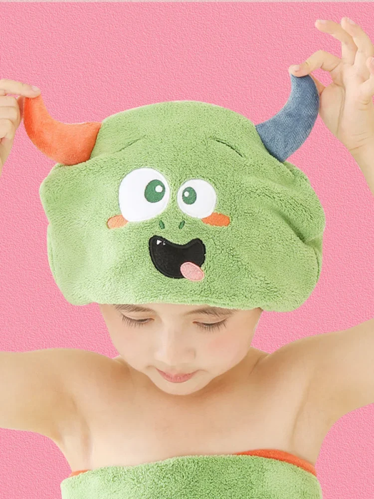 Cute Cartoon Animal Child Hair Towel Cap Drying Hat Quick-dry Microfiber Super Absorption Hair Twist Kid Bath Hat Bathroom — zdjęcie 2