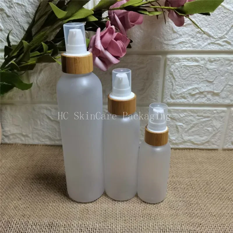 

popular travel Exquisite Lotion Bottle Cosmetic Toner Bottle With Bamboo Lid Skin Care Container Lotion Packaging container