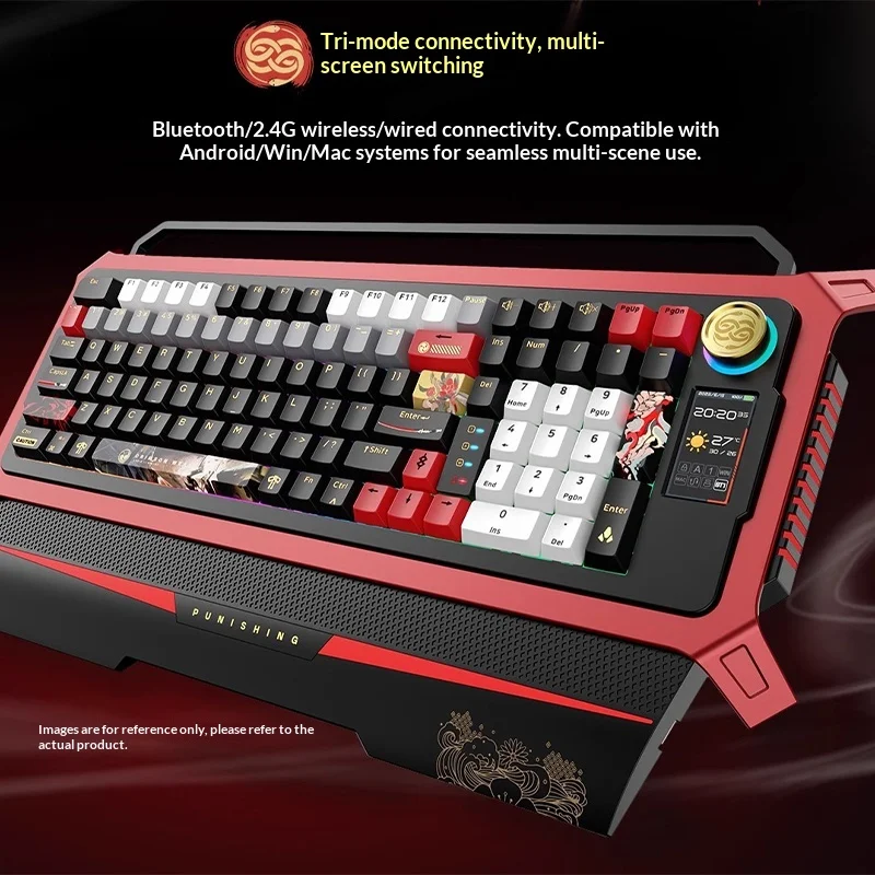 Anime Lucia Game Keyboard Tri Mode 1.9inch Screen Rgb Pbt Hot Swappable Mechanical Keyboard Fps Esports Gamer Accessories Gifts
