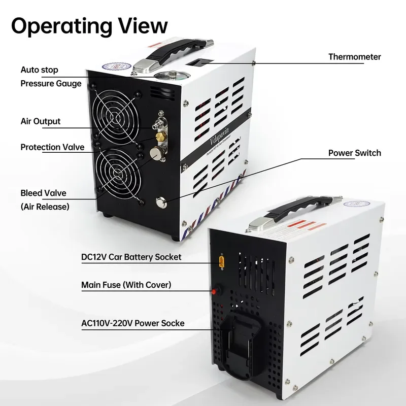 TUXING Customized 18V High Pressure 4500psi 300Bar Auto Stop Lithium Battery Built-in Transformer Paintball PCP Air