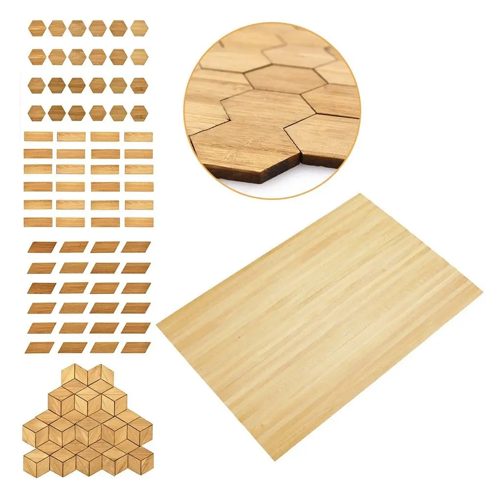 24/48PCS 1/12 Scale Dollhouse Floor Tiles DIY Bamboo Wood Grain Floor Photo Props Rectangular Hexagonal Diamond