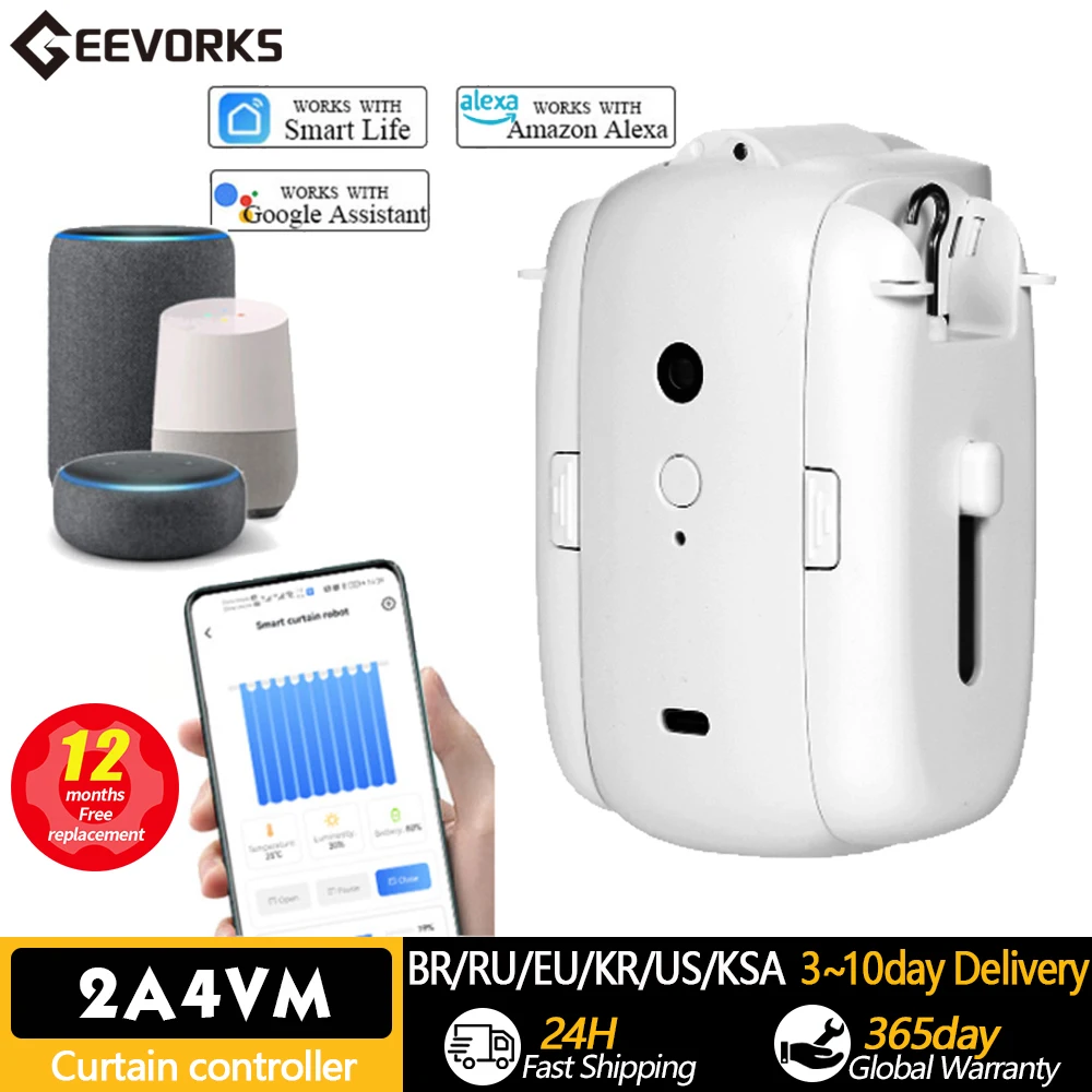 

Tuya Smart Curtain Motor WIFI/BT Voice Control Swithbot Electric Curtain Robot APP Control Timer Setup for Alexa Google Home