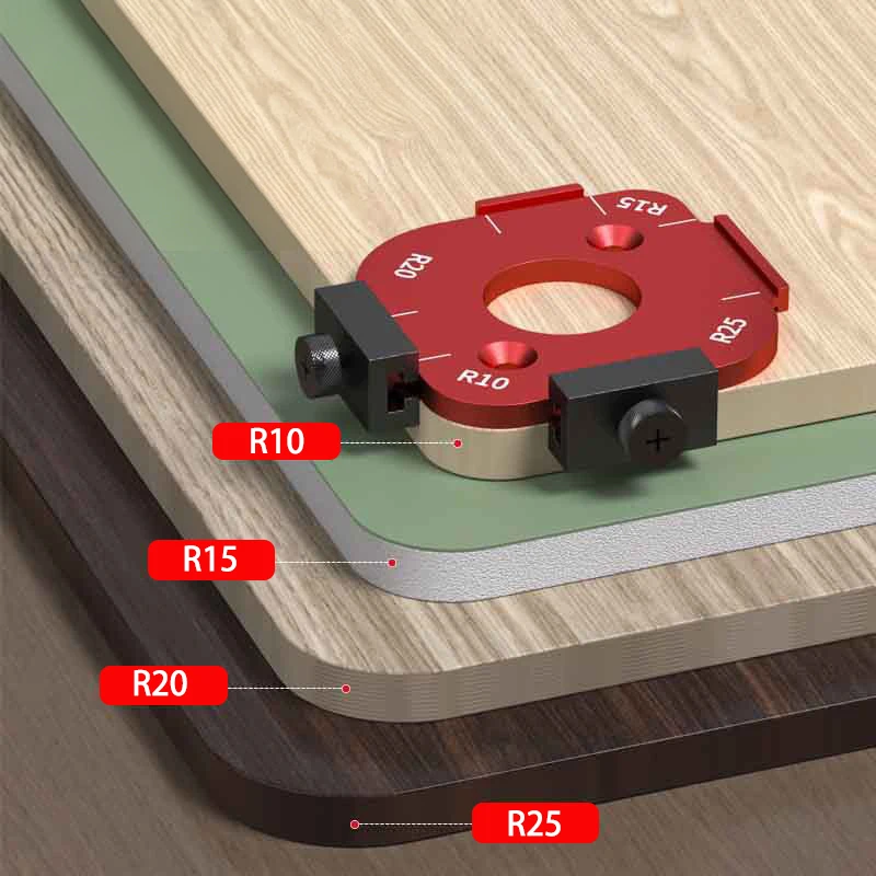 Round Corner Jig Templates  R5 R10 R15 R20 R25 R30 R50 R100 Wood Routers Jig Radius Quick-Jig Router Table Bit Woodworking Tools view 5
