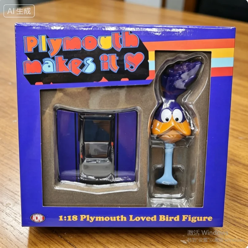 acme-1-18-plymouth-loved-bird-ornament-purple-car-model-collection-toys-gifts-alloy-diacast-cast-car-model-rebound-toy