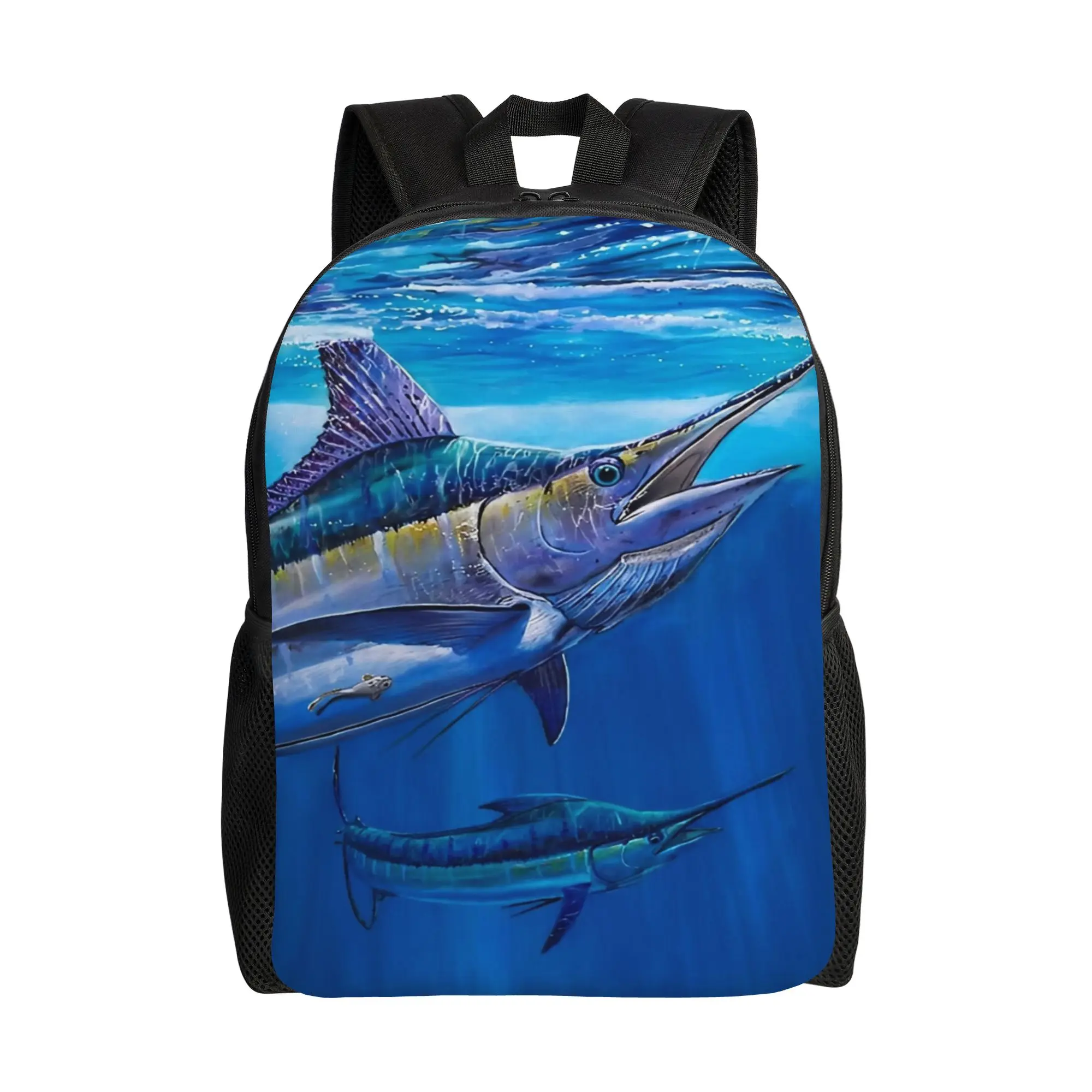 Back to school season Multi-Function Blue Marlin Bite Laptop Bag  Men Women Adult Backpack
