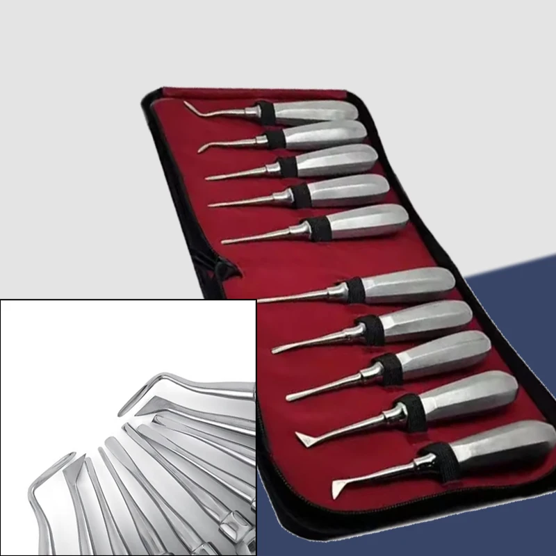 

Профессиональный комплект лифта для стоматологической экстракции, 10 шт., набор хирургических инструментов для подъема прямых и изогнутых корней