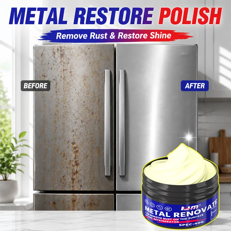Stainless Steel Cleaner Metal Restore Polish Cream - Rust Remover Tarnish Oxidation Removal for Refrigerator Sink Metal Surface