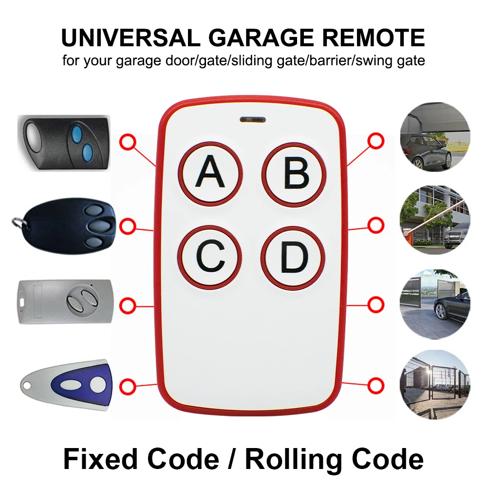 Télécommande universelle de porte multi-fréquence 280-868MHz, duplicateur 433.92MHz, transmetteur de Code roulant, commande de porte-clés