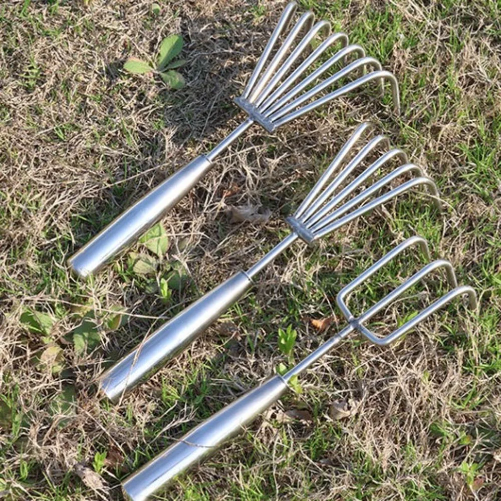 Stainless Steel Weed Puller 2-7 Teeth Manganese Steel Hand Rake Garden Tool Upgrade Steel Claw Garden Hoe