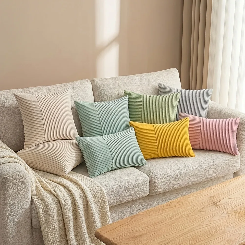 Corduroy Pillow Covers 18x18 Inch Spring Decoration Soft Plush Faux Fur  Corduroy Throw Pillow Covers Winter Holiday