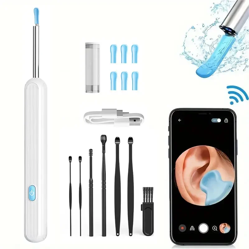 

WIFI Visual Ear Wax Cleaner Otoscope Camera with LED Lights 3.5mm Mini Ear Wax Removal Tool With Camera Take Video HD Earpick