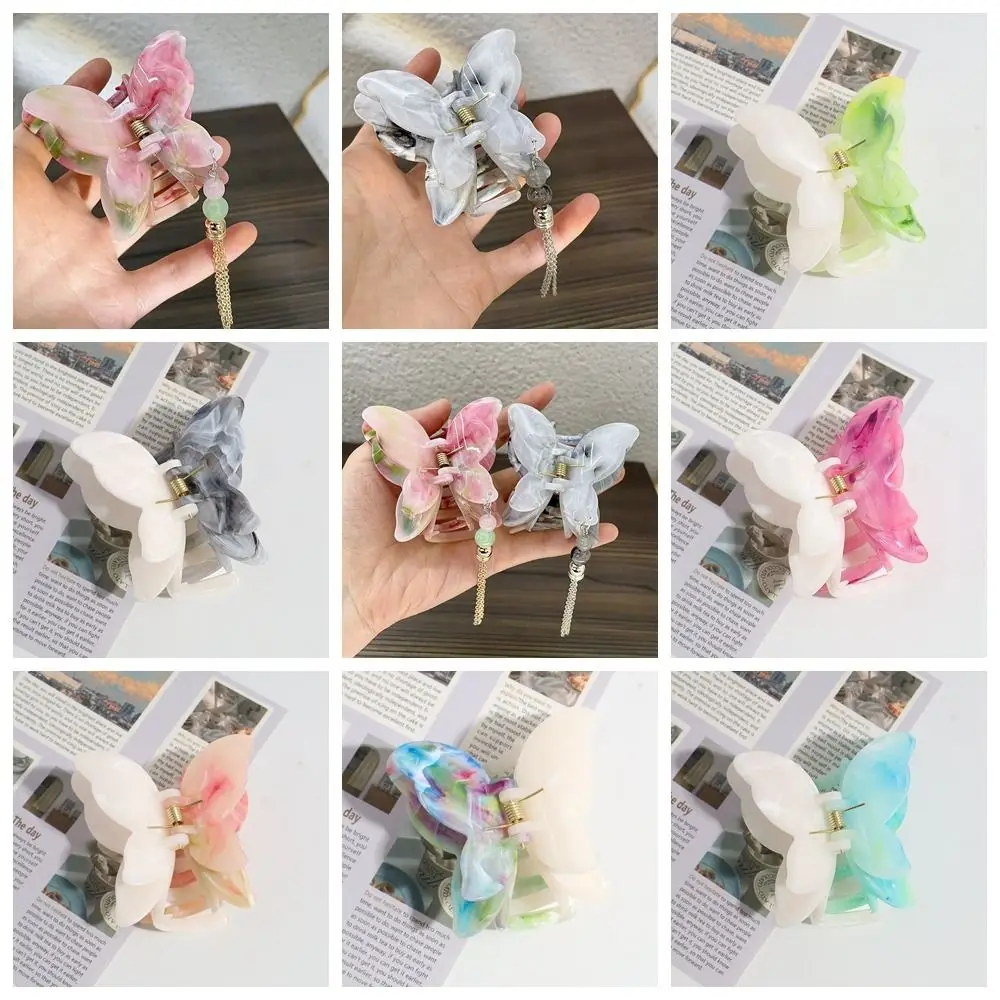 Hair Accessories Korean Style Acetic Acid Hair Claw Elf Acetate Butterfly Hair Crab Clip Tassel Headdress Sweet Shark Clip Lady