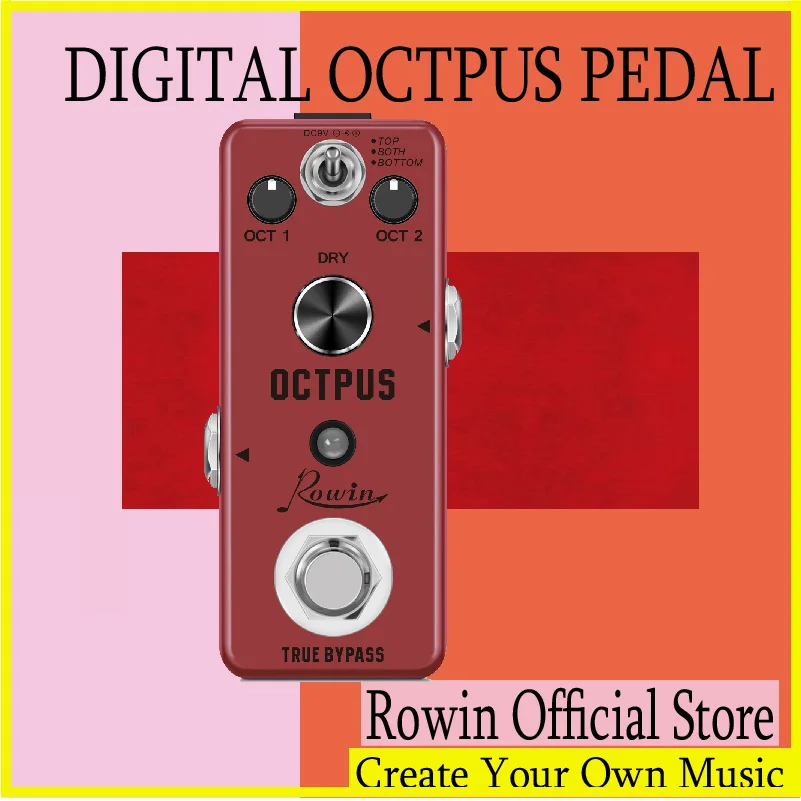 

Rowin LEF-3806 Pure Octpus Guitar Pedal Electric Guitars Digital Octave Pedals 11 Different Octaves Modes Precise Polyphonic Oct