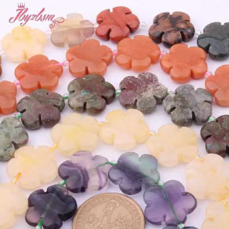 Natural Jaspers Rhodonite Howlite Crystal Agate Flower Loose DIY Stone Beads Strand 15 inch For Necklace Jewelry Making