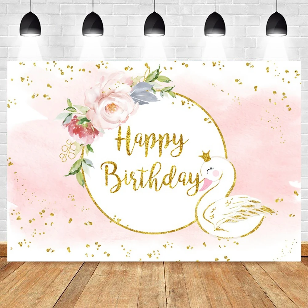 Princess girl's Birthday Swan Photography Background Baby Shower Flower Ballet Party Decor sfondo Photo Studio Photocall Prop