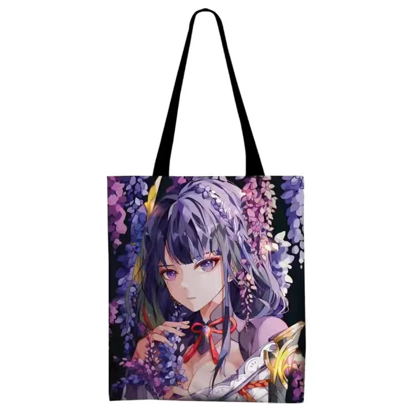 Anime Genshin Impact Canvas Bag Hutao Ganyu Klee Zhongli Xiao Kaedehara Kazuha Shopper Women Shoulder Bags Handbags