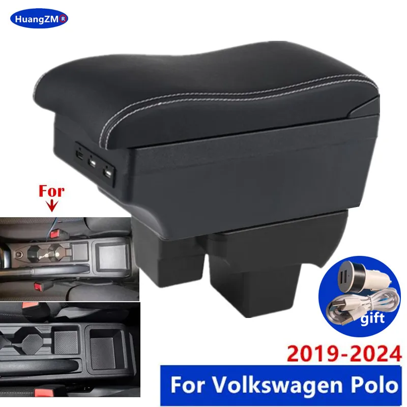 Para Volkswagen POLO caja de reposabrazos para Volkswagen virtus VW Polo reposabrazos de coche 2019-2025 caja de almacenamiento automática dedicada accesorios de coche