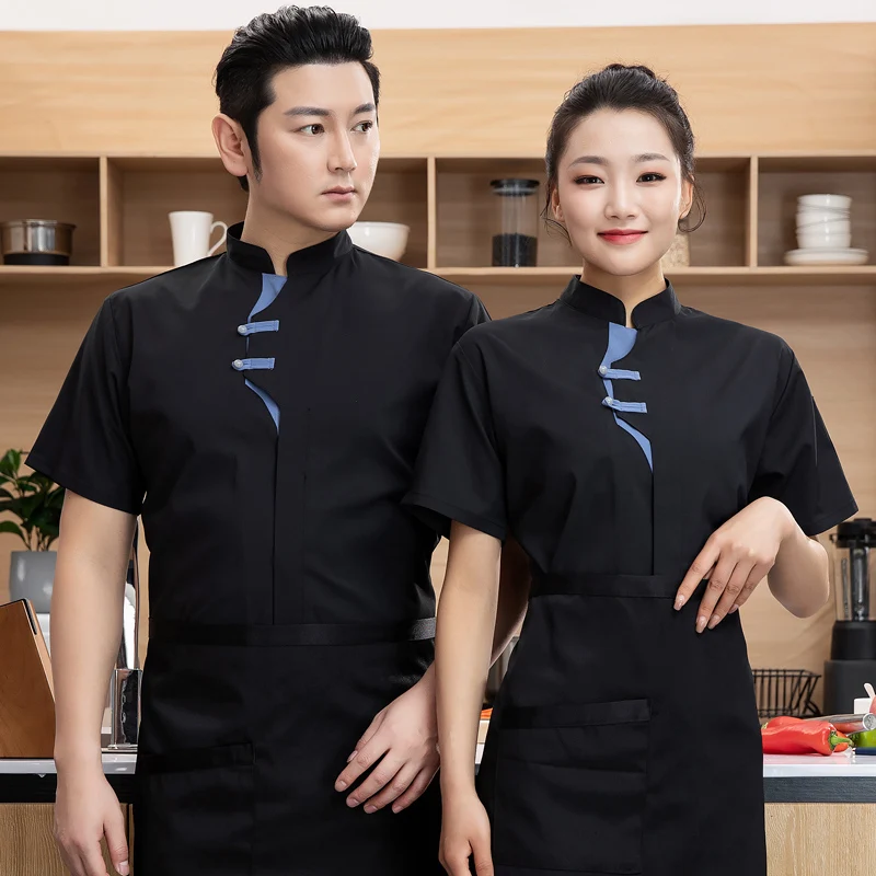 High-End Chinese Dining Chef Overalls Men's and Women's Short-Sleeved Retro Special Hot Pot Restaurant Rear Kitchen New Chef Uni