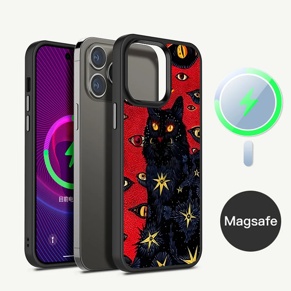 Scary Face Eyes Phone Case Magnetic Case For iPhone 14 13 12 11 15 Pro Max Plus Mini For Magsafe Wireless Charge Cover