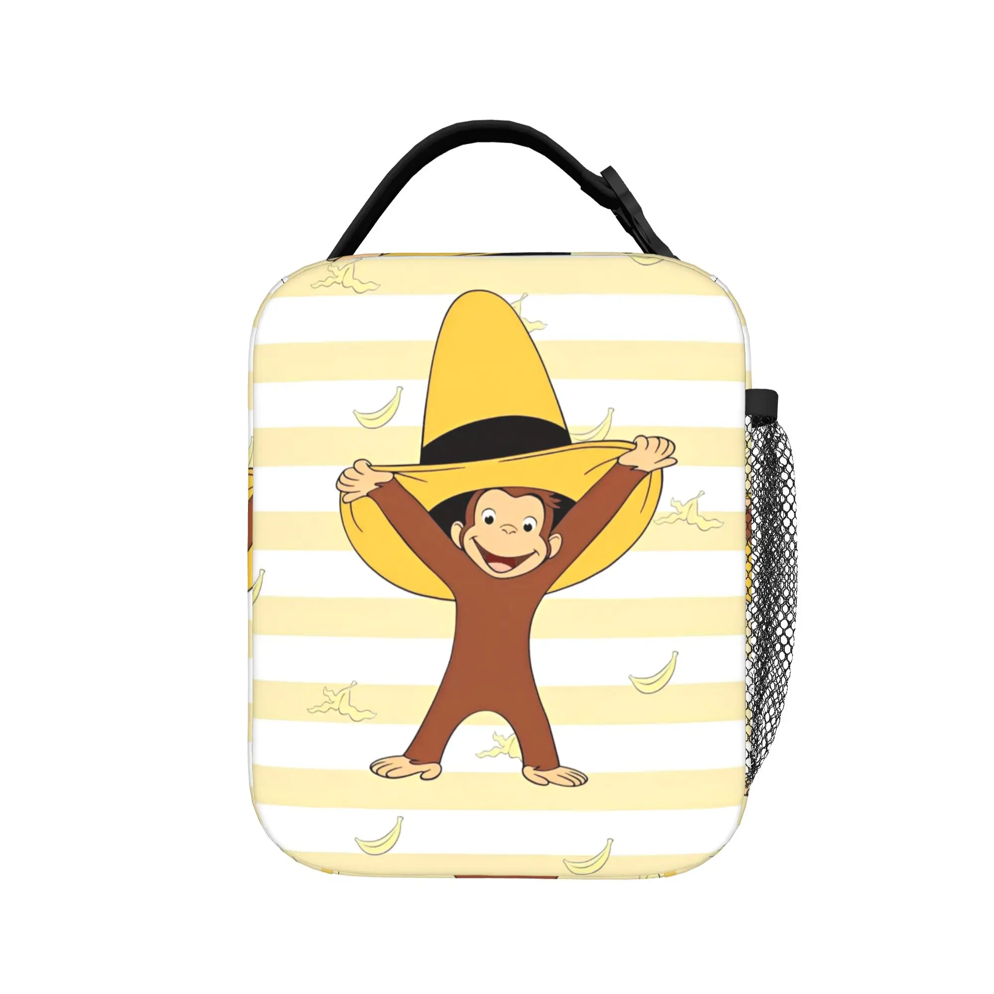 Curious George Monkey Banana Insulated Lunch Bag High Capacity Cartoon Lunch Container Thermal Bag Lunch Box Tote Bento Pouch