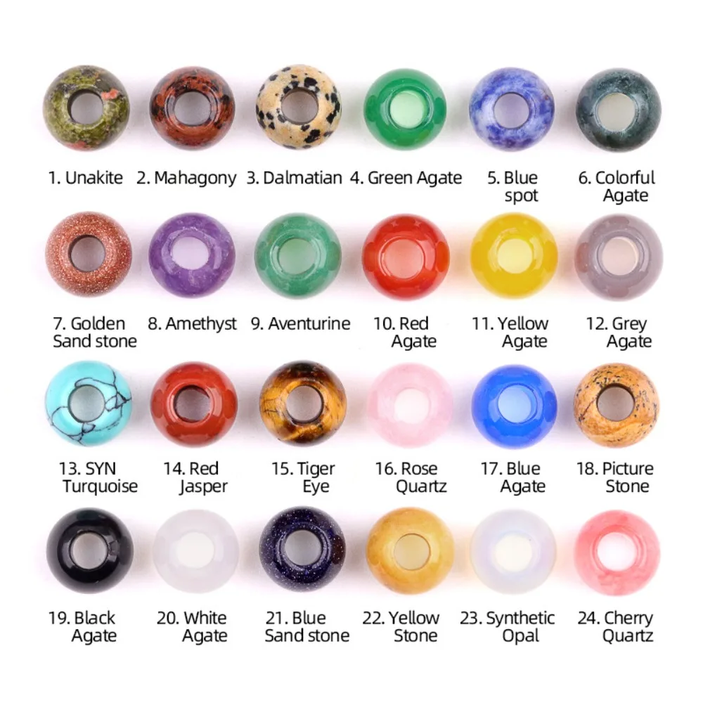 

12mm Natural Stone Beads with 5mm Hole Reiki Healing Crystal Ball Mini Agate Sphere for DIY Hanging Ornaments Home Decor Gifts
