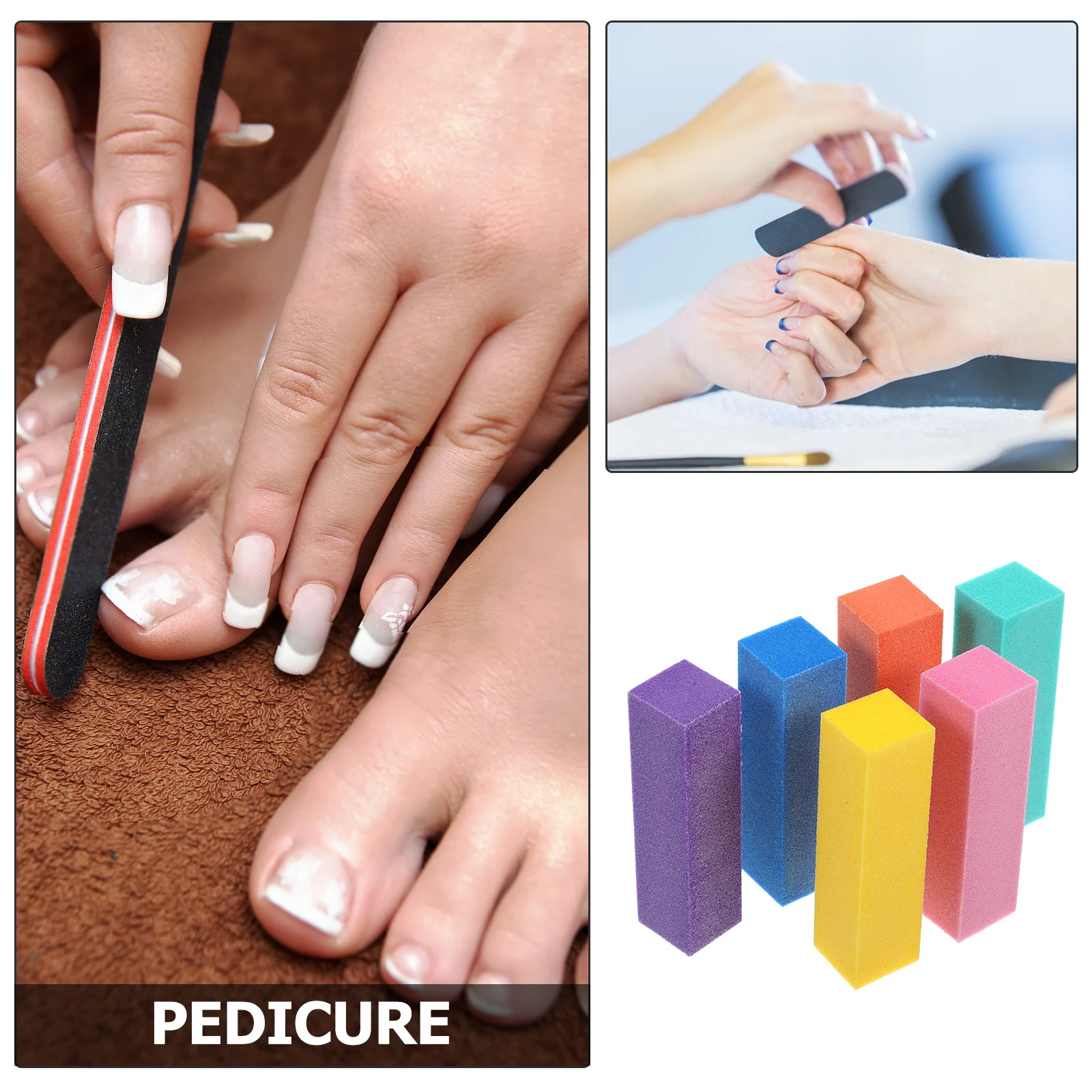 6 pçs arquivos de unhas buffers reutilizáveis seguro natural acrílico unhas manicure conjunto de ferramentas pequena arquivo de unhas