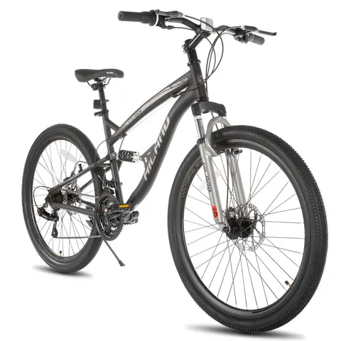 Hiland Full Suspension Mens Mountain Bike, 21 Speed, 26 Inch Wheel, Dual Disc Brake Bike for Men Womens Adult Bicycle