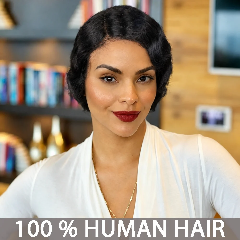 80% Density Brazilian Human Hair Wig - Short Deep Wave Pixie Cut, 13x4 Transparent Natural Look Hairpiece With Comfortable Cap