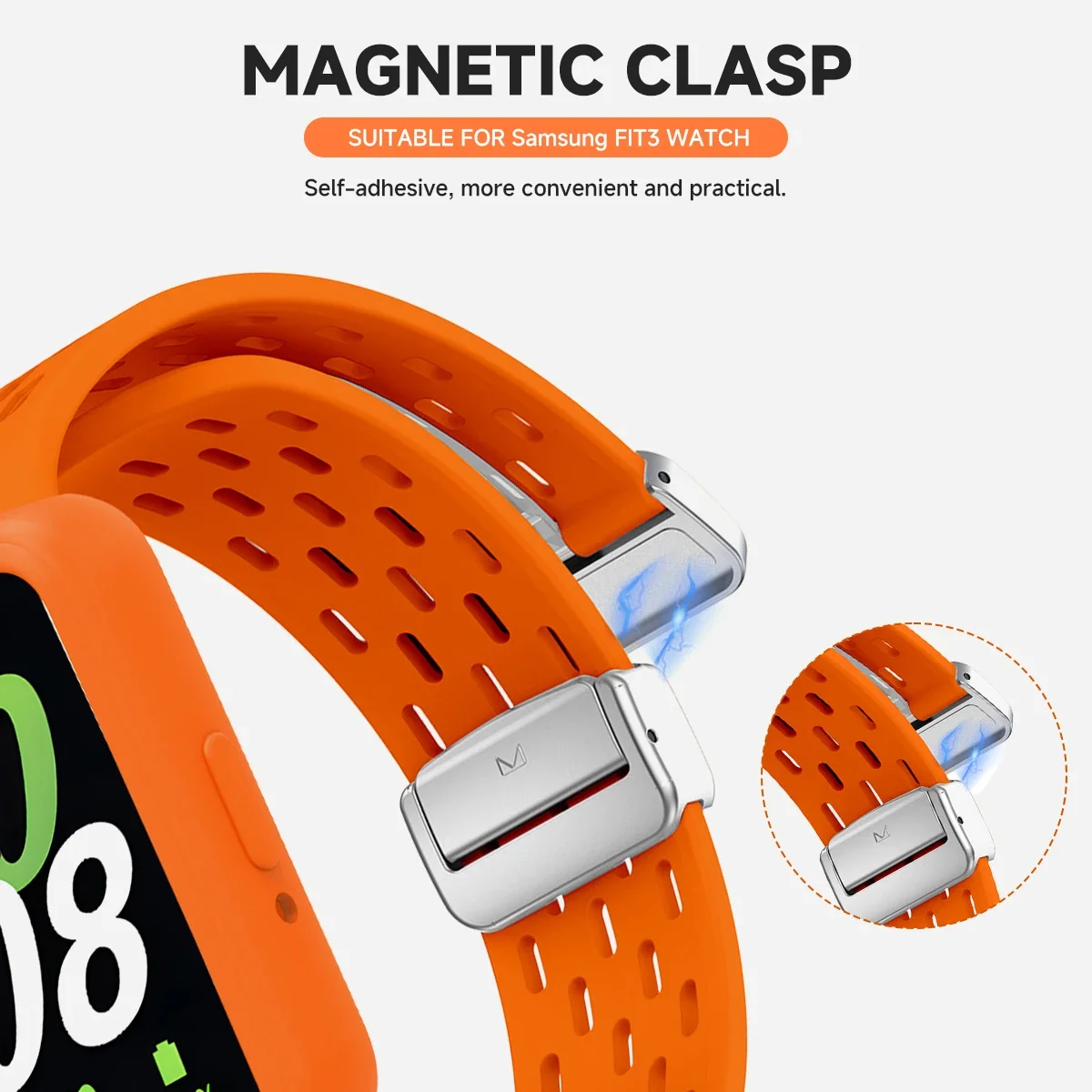 케이스 + 마그네틱 스트랩 삼성 갤럭시 Fit 3 액세서리 실리콘 금속 버클 통기성 벨트 팔찌 Correa Galaxy Fit3 밴드