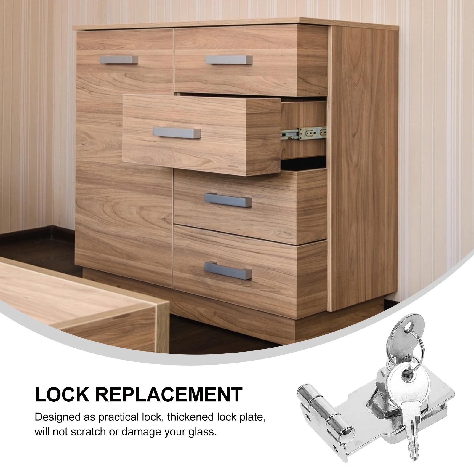 

1 Set Of Stainless Steel Thickened Plate For Glass Doors Security File Cabinet Lock Replacement Tool Box Drawer Locks Safety