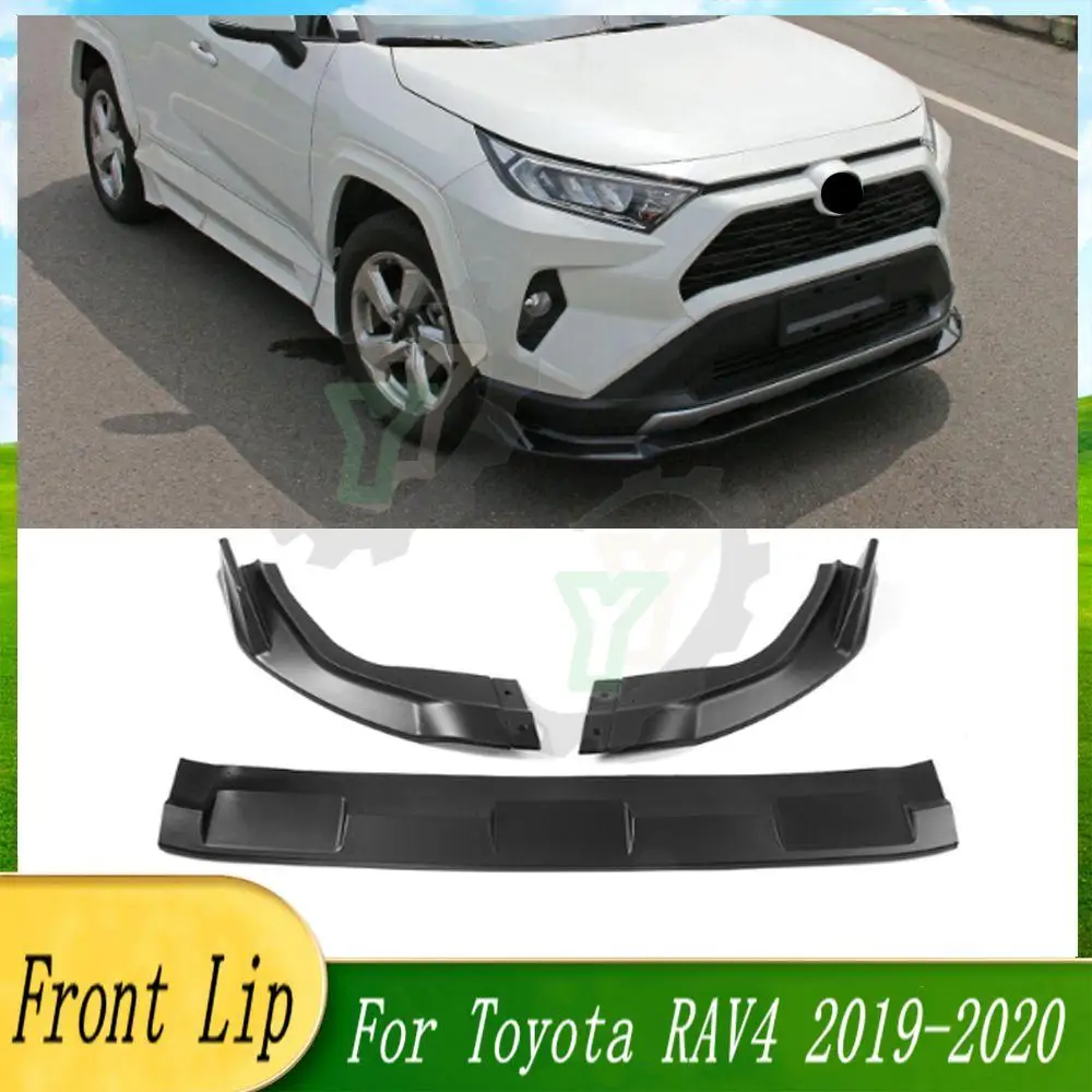 3PCS Car Front Bumper Lip Spoiler Splitter Diffuser Detachable Body Kit Cover Guard For Toyota RAV4 2019-2020