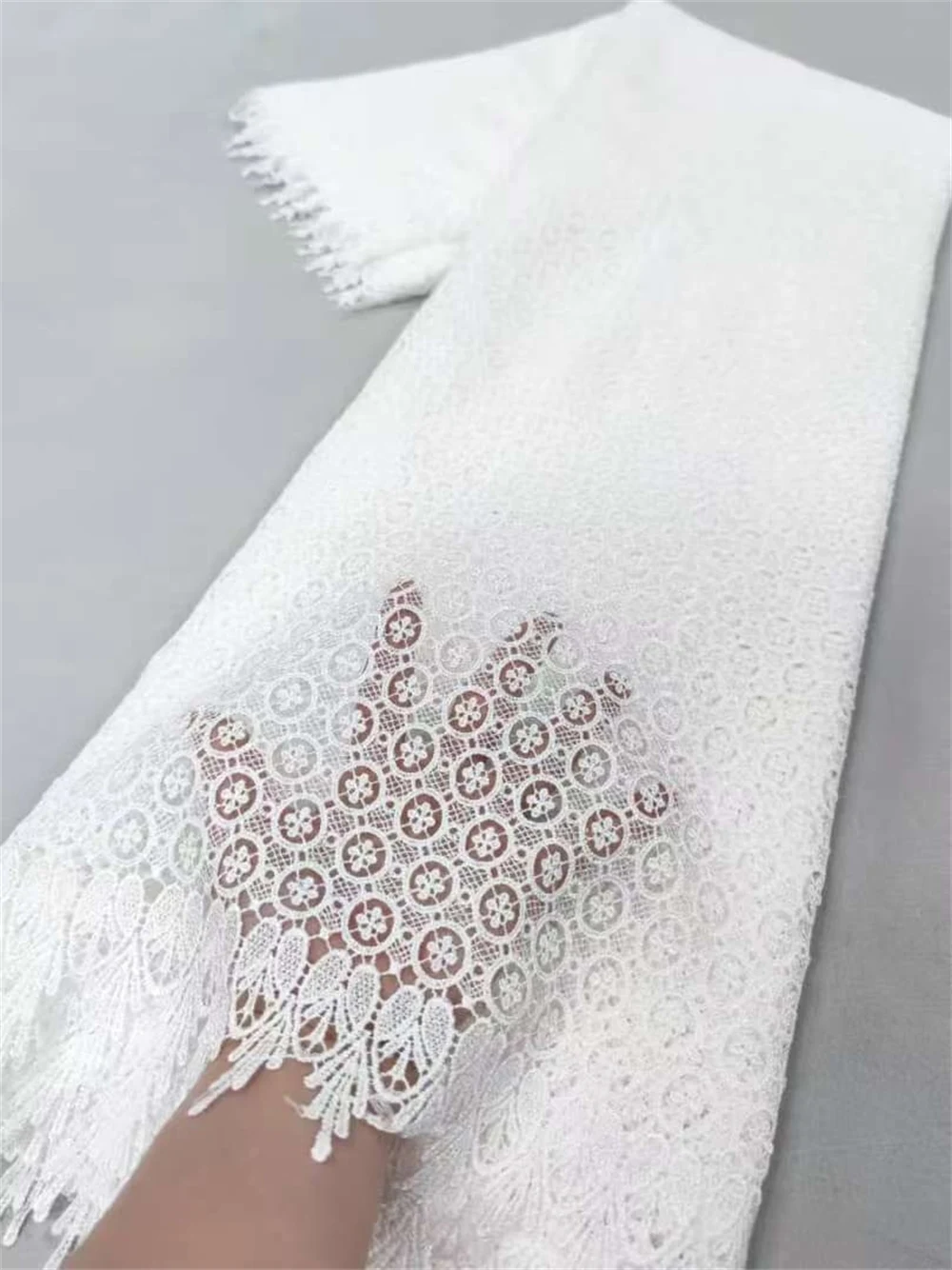 High Quality African Nigerian 2025 Embroidery Lace Fabric  French Tulle Wedding Party Dress Water Soluble Guipure Sequins 5Yards