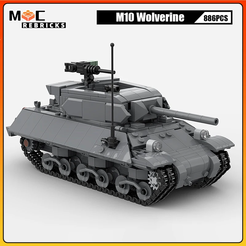 Military Series M10 Wolverine Model Attack Weapons War Tank Modular Assembly MOC Building Blocks Technology Bricks Toy Xmas Gift