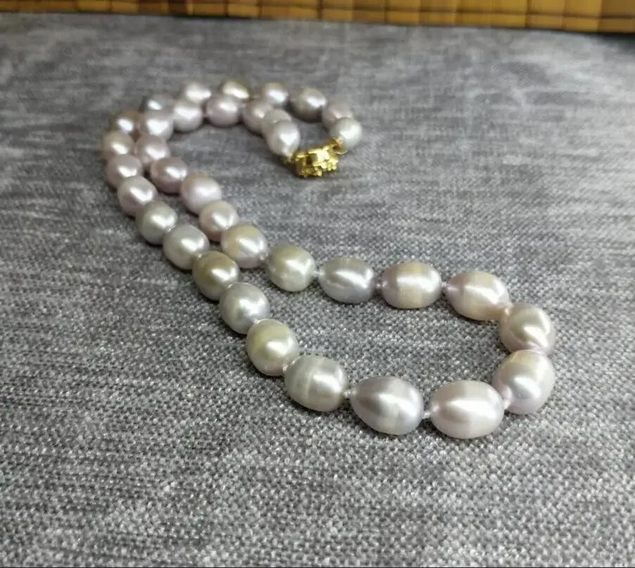 

9-10MM +natural freshwater rice type pearl jewelry necklacelong 17inch
