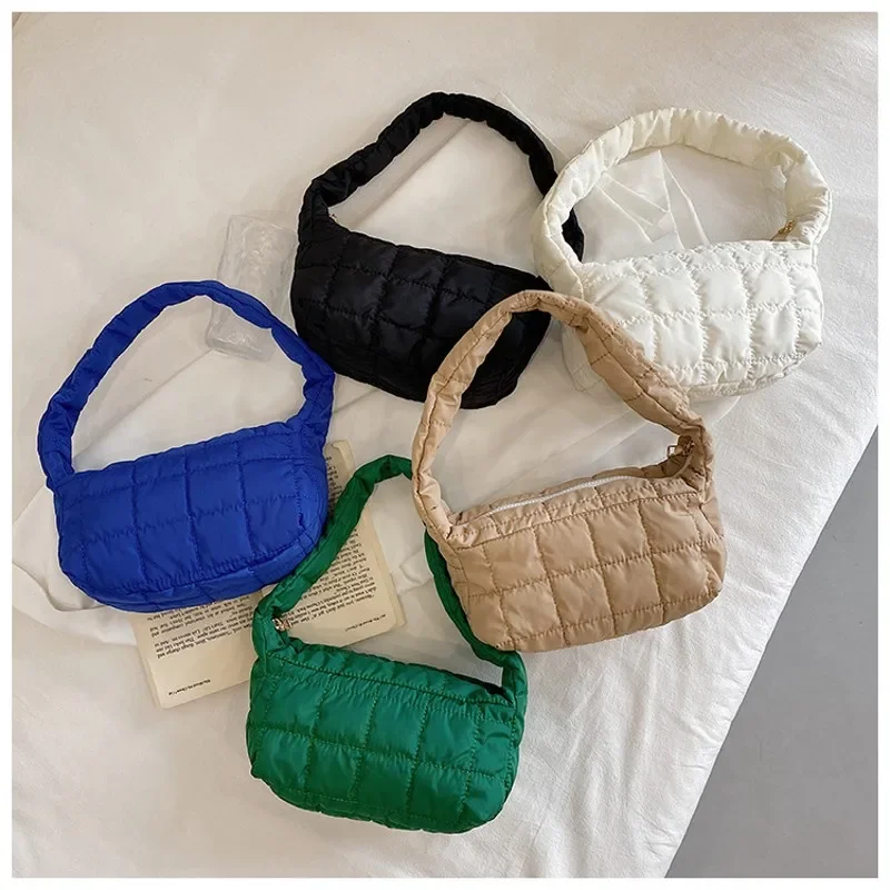 2021 New Winter Down Jacket One-shoulder Underarm Bag Fashion Candy Color Tide Fold Cloud Portable Female Bag