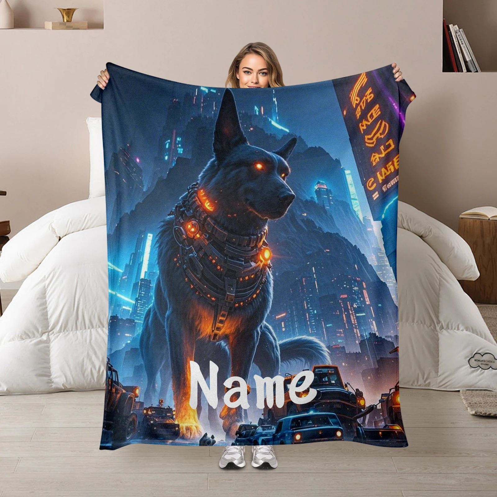 

Custom Dog Flannel Blanket With Personalized Text, Soft And Warm For Family And Friends Celebrations