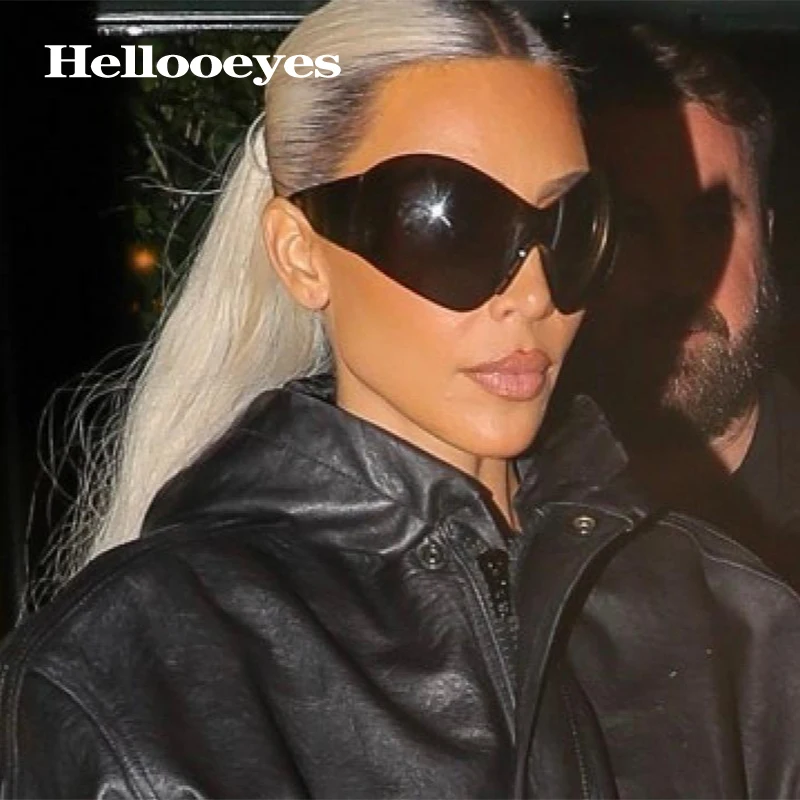 2023 Luxury Brand Oversized Sunglasses Women Men New Punk Goggle Y2K Black Sport Sun Glasses One Piece Steampunk Eyewear Shades