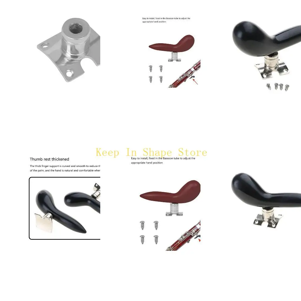 U1JC Bassoon Hand Saddle Rest Holder with Fixing Screws and Base Bassoon Thumb Rest Practice Finger Rest Easy Installation