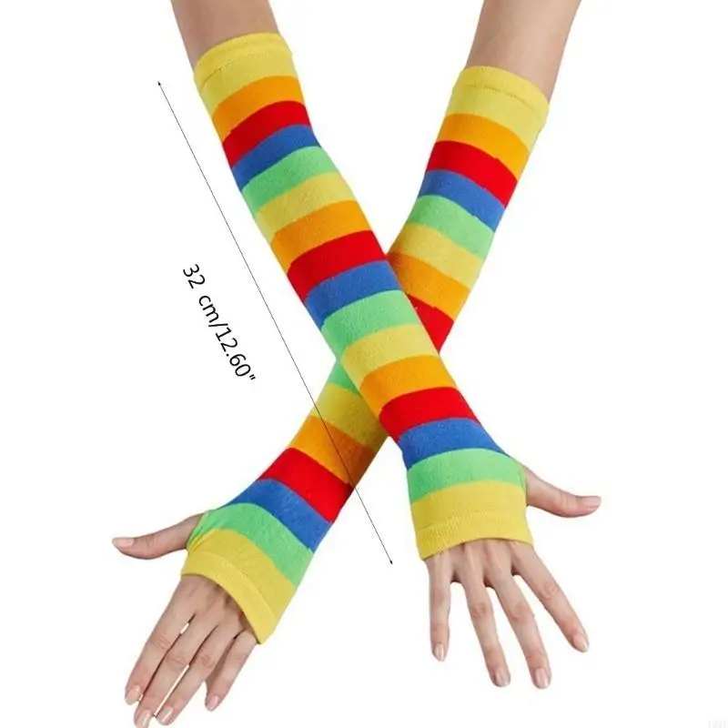 Găng tay Stripe Rainbow 49mf cho phụ kiện tiệc Giáng sinh nữ