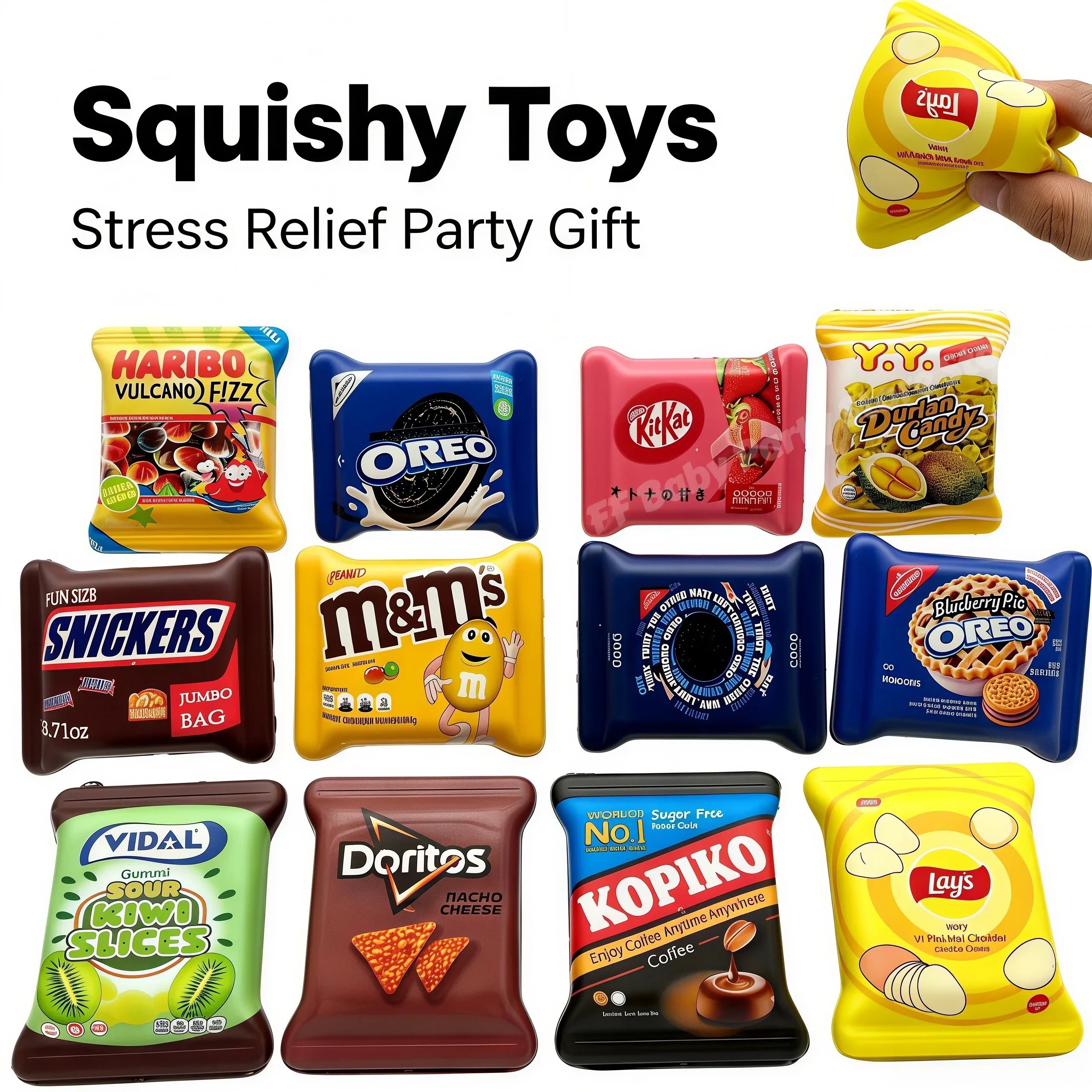 Cute Mini Snack Bag Squishy Toys Realistic Food Stress Relief Squeeze Fidget Toy Slow Rising Soft Silicone Party Favors Gift