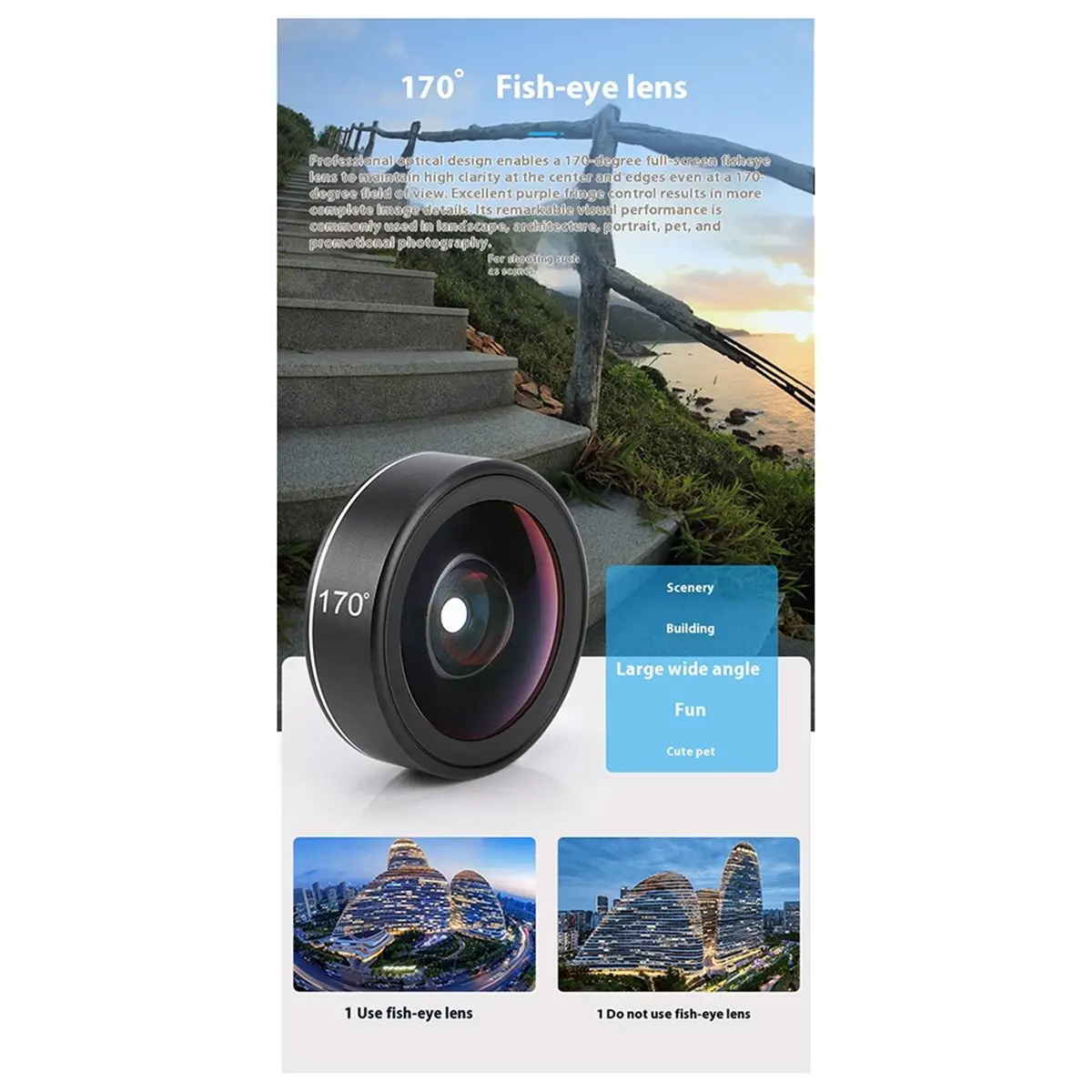 plplp 4-in-1 Phone Lens Kit Wide Angle, Macro, Fisheye and Telephoto Hd No-Distortion for All Smartphones
