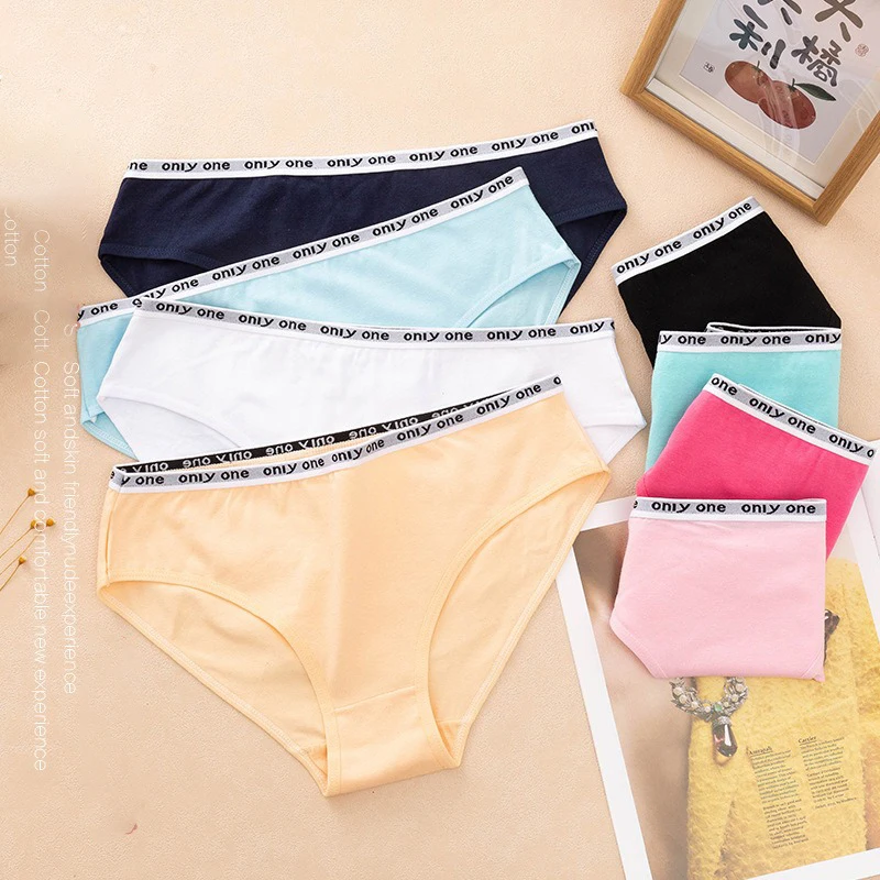 10 PCS/Lot 100 Cotton Panties for Women Cotton Briefs Solid Color Female Underwear Girl Underpants Skin-friendly Cotton Culottes