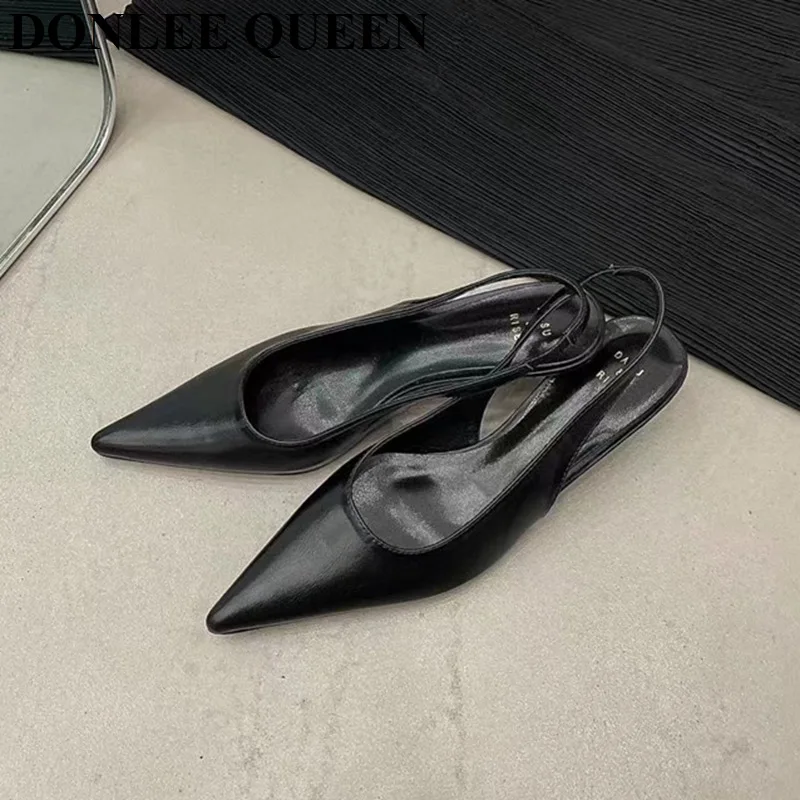 2023 New Brand Pointed Toe Shallow Mule Fashion Narrow Sandals Slingback Pumps Women Shoes High Heel Female Sandal Elegant Mujer