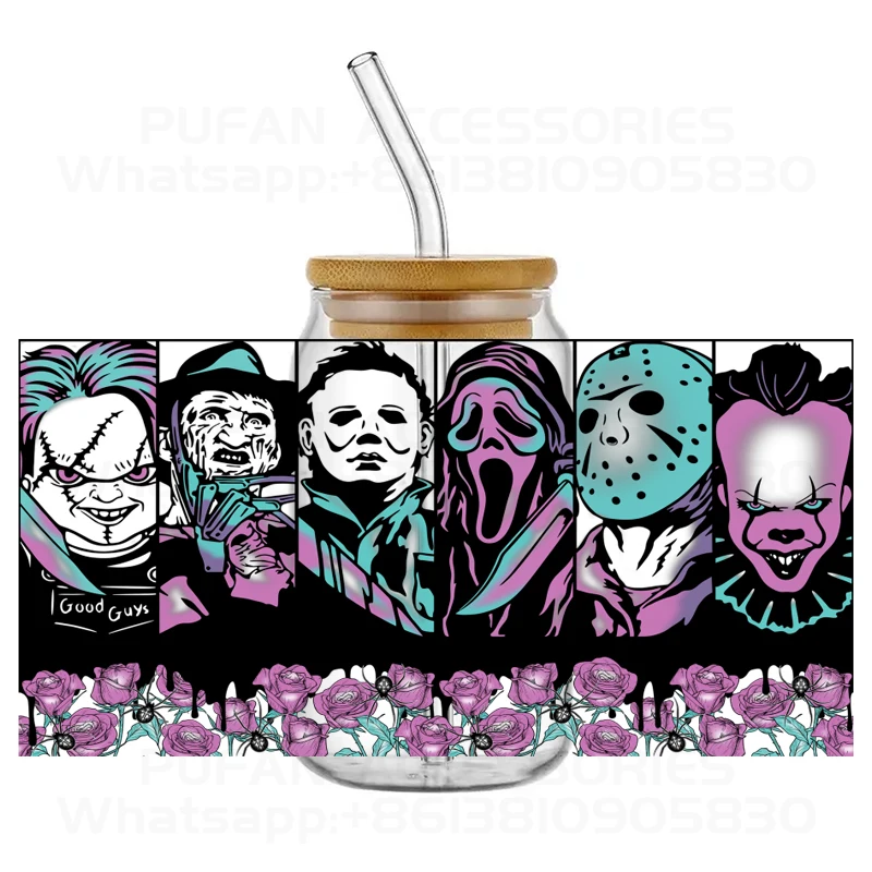 

Horror Halloween DIY LOGO Cold Transfer Sticker UV DTF Cup Wraps Waterproof Decals High Adhesive
