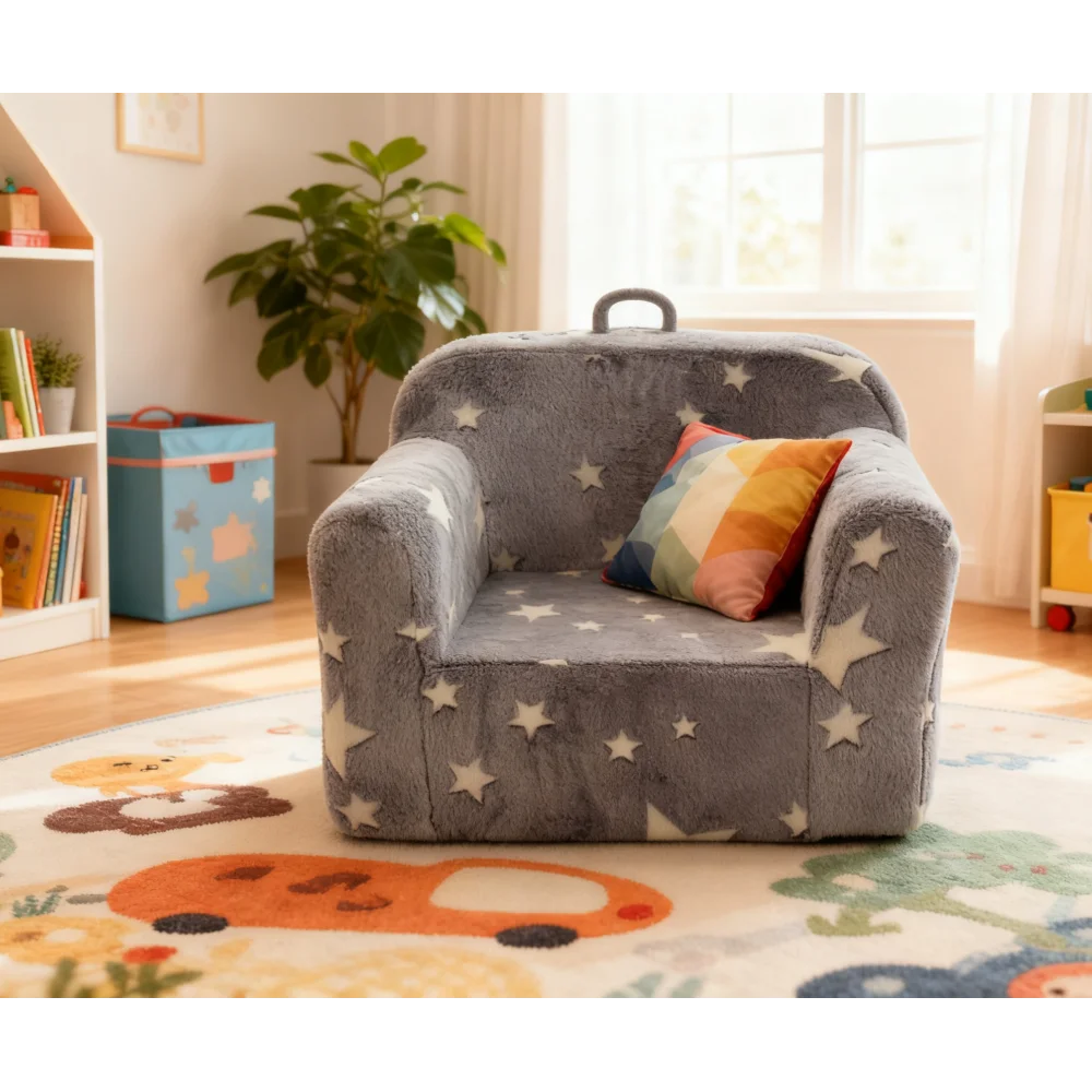 Kindersofa mit Tragegriff und Seitentaschen. Kindersessel. Leichter Kindersofastuhl – Detail 14
