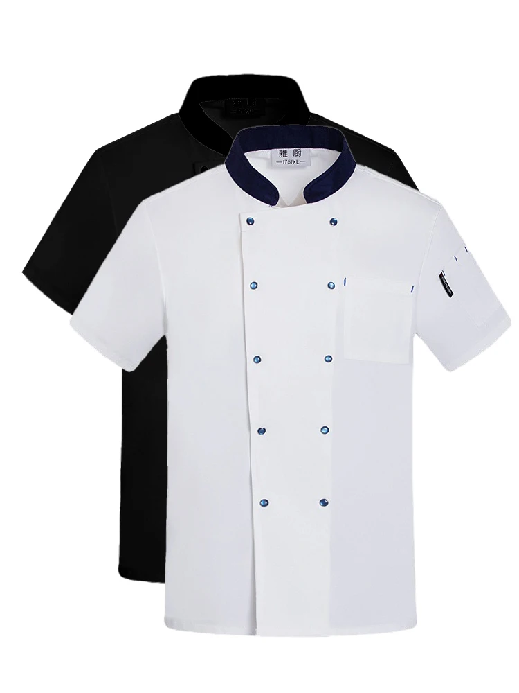 Sushi Chef Uniform Tops Restaurant Waiter Short Sleeve Clothes Cooking Jaket Kitchen Shirt Breathable Costumes Hotel Coat