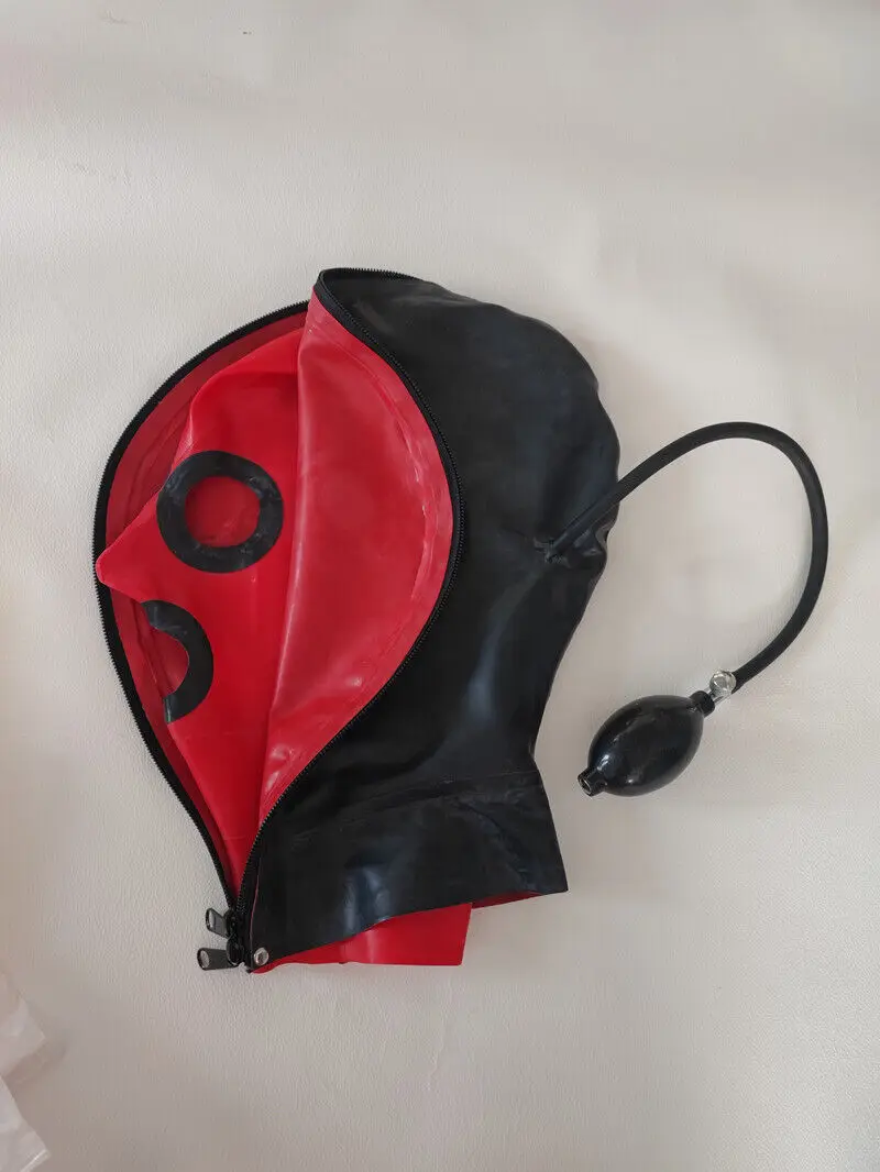 

Latex Rubber Gummi Cosplay Hood Maske Black&Red Party Masquerade Fixed Men XLChristmas